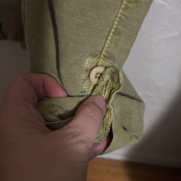 Sundance Femme Voyager Roll Tab Hem Linen Blend Pants Lemon Grass Green Size 14 - Picture 11 of 11